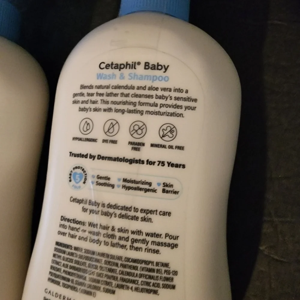 New (2) Cetaphil Baby Wash & Shampoo with Natural Calendula, Tear-Free 13.5oz
